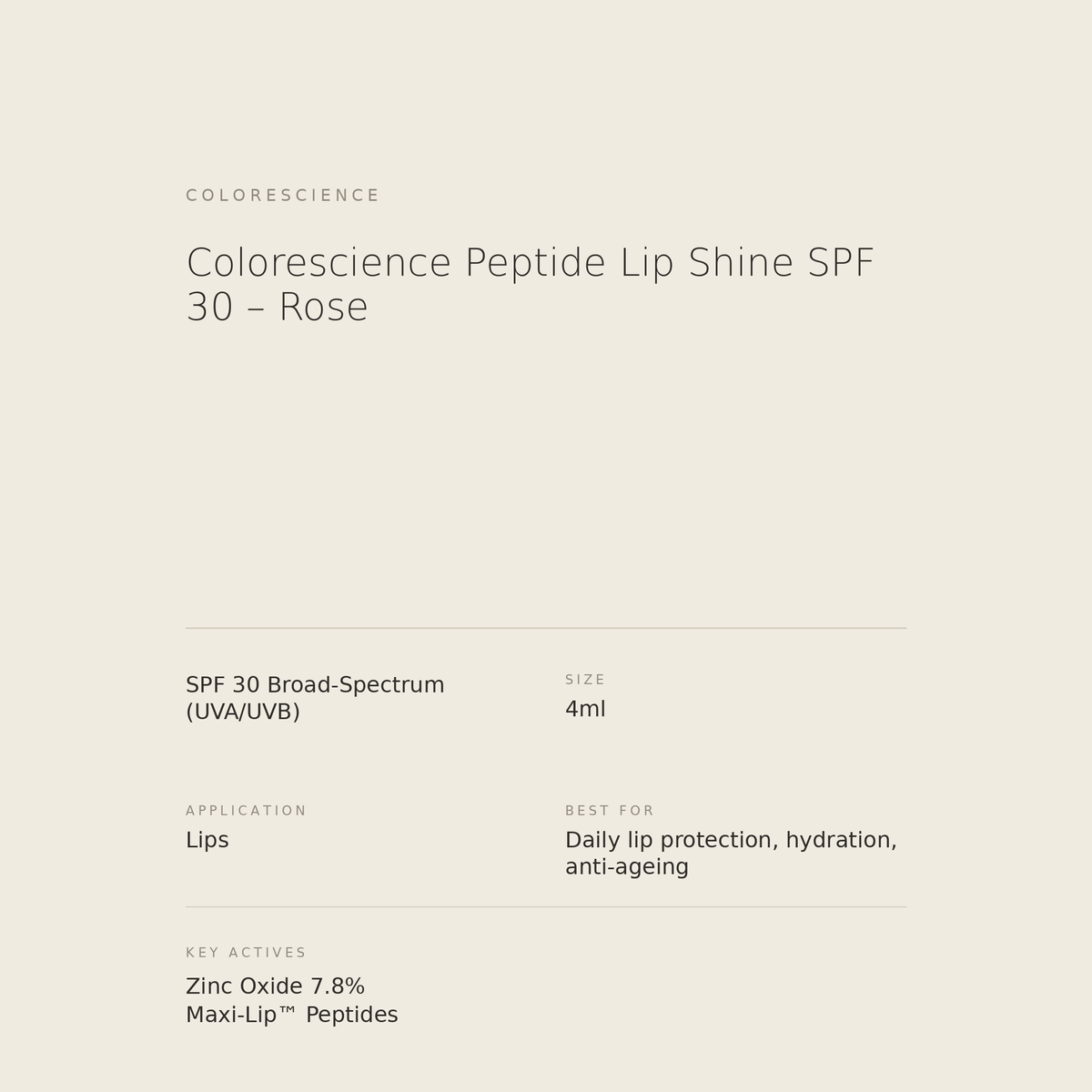 Colorescience Peptide Lip Shine SPF 30 Rose benefits