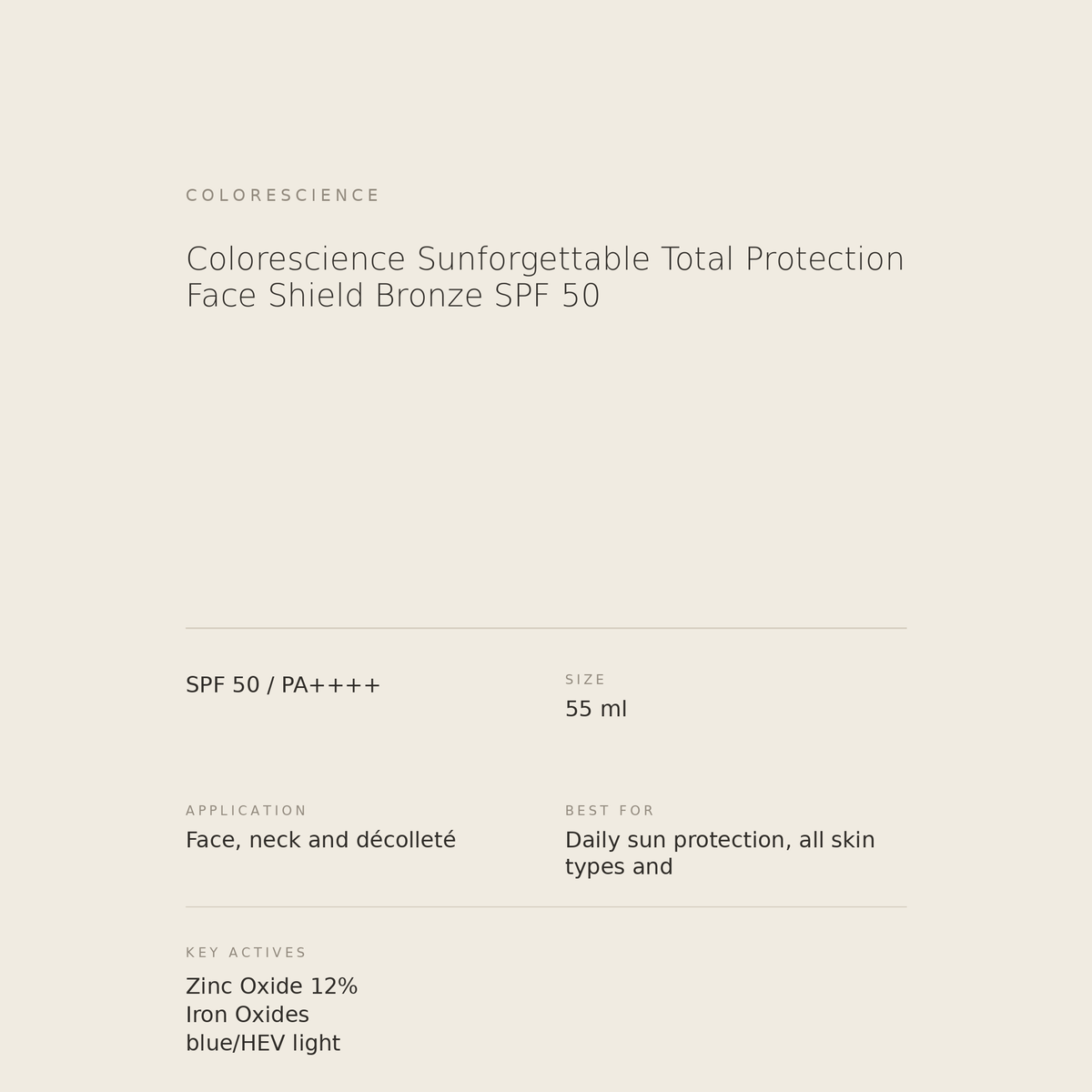Colorescience Face Shield Bronze SPF 50 benefits