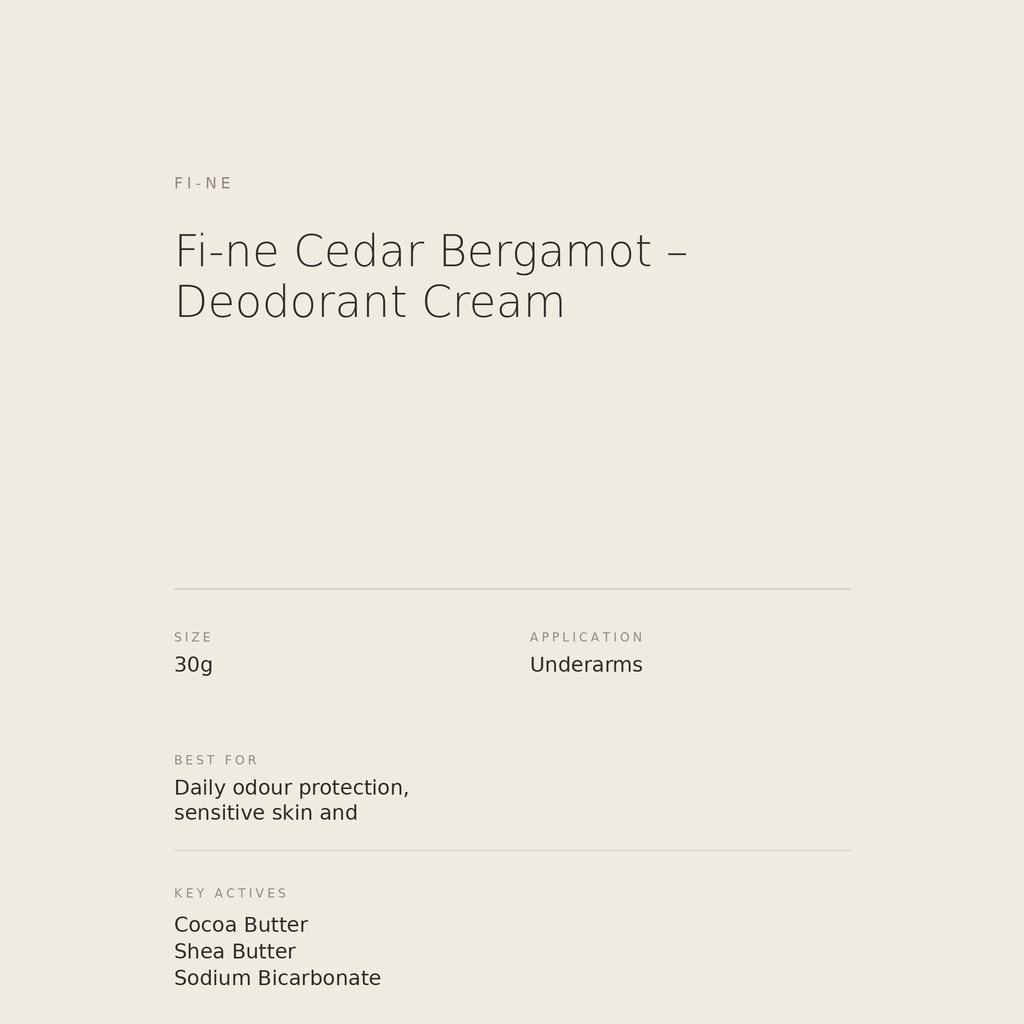 Fi-ne Cedar Bergamot Deodorant Cream benefits