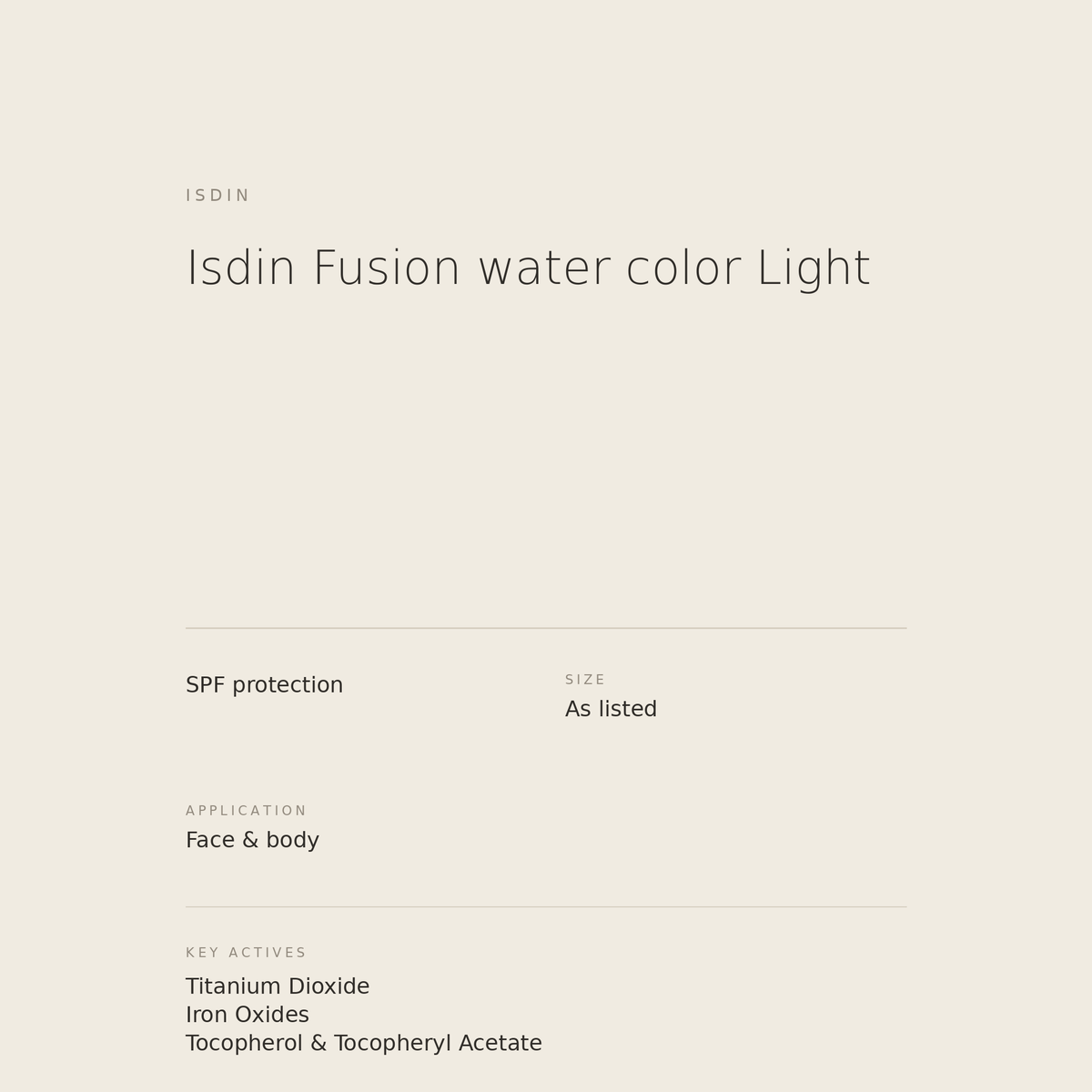 Isdin Fusion Water Color Light benefits