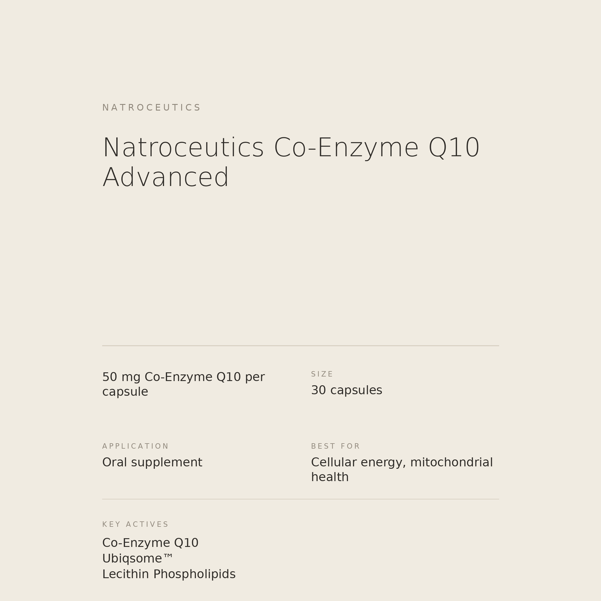 Natroceutics Co-Enzyme Q10 Advanced benefits
