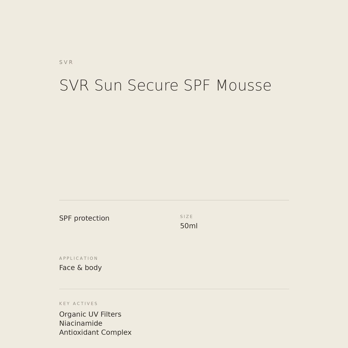 SVR Sun Secure SPF Mousse benefits