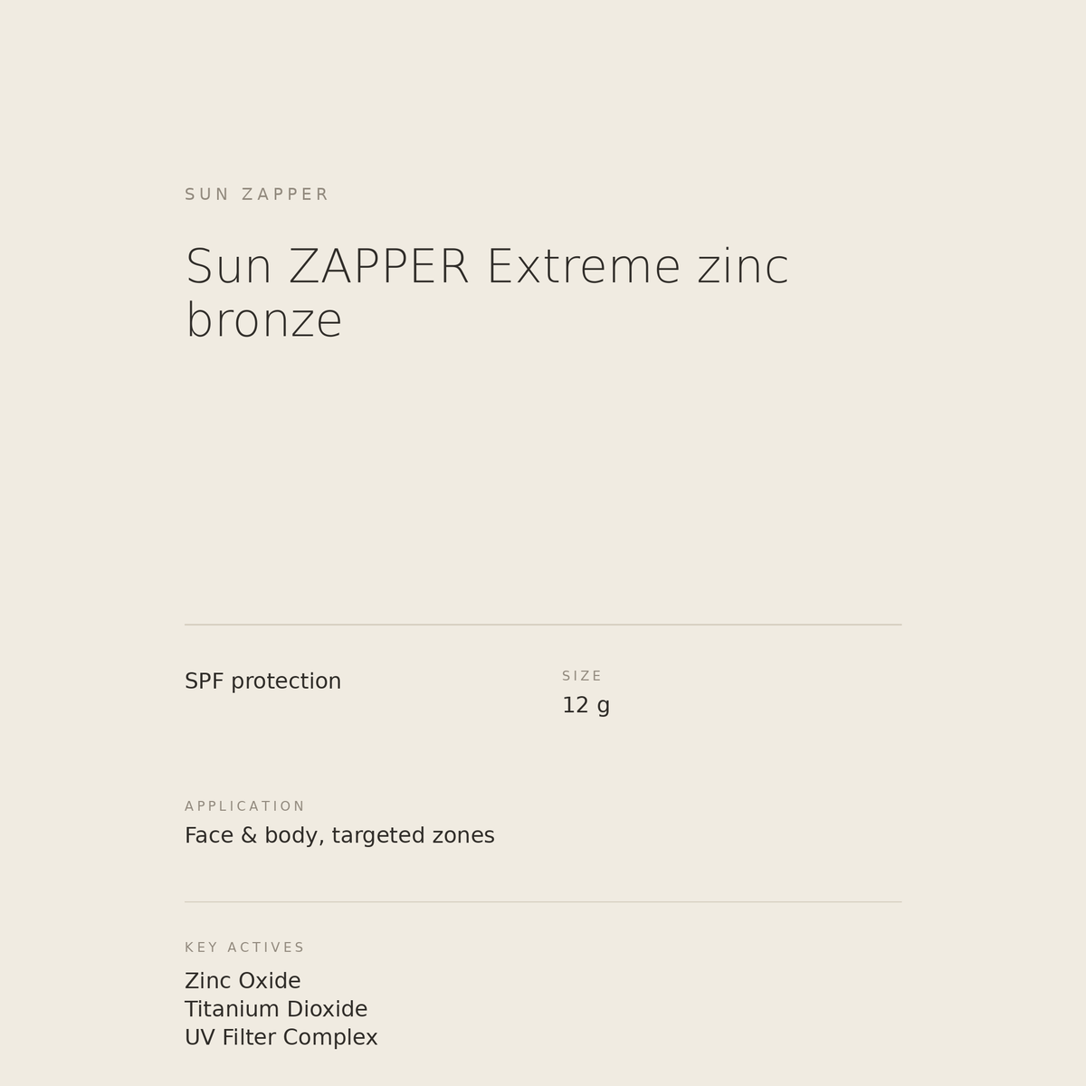 Sun ZAPPER Extreme Zinc Bronze benefits