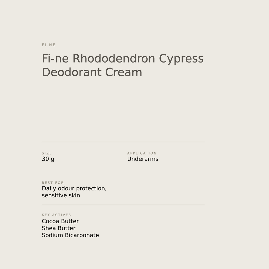 Fi-ne Rhododendron Cypress Deodorant Cream benefits and key actives