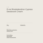 Fi-ne Rhododendron Cypress Deodorant Cream benefits and key actives