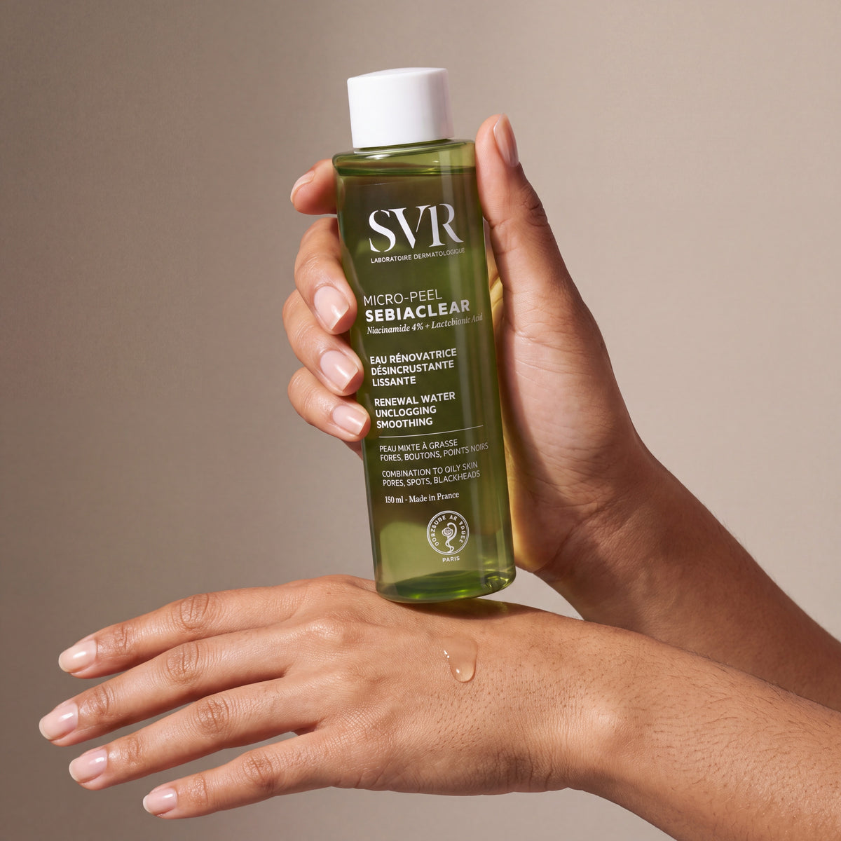 SVR Micro Peel held in hands, editorial studio shot