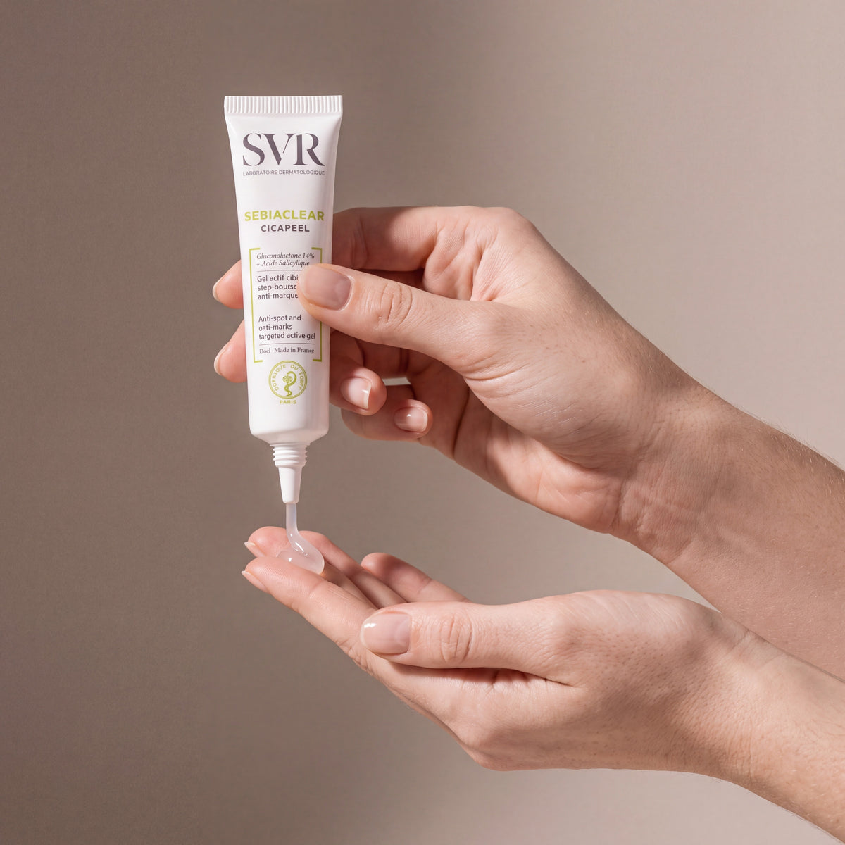 SVR Cicapeel held in hands, editorial studio shot
