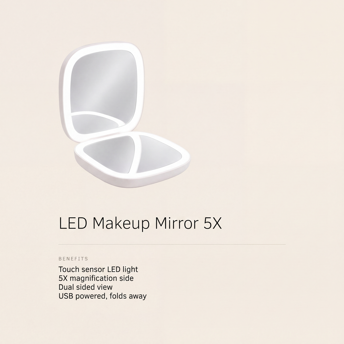 USB Touch Sensor LED Makeup Mirror 5X benefits
