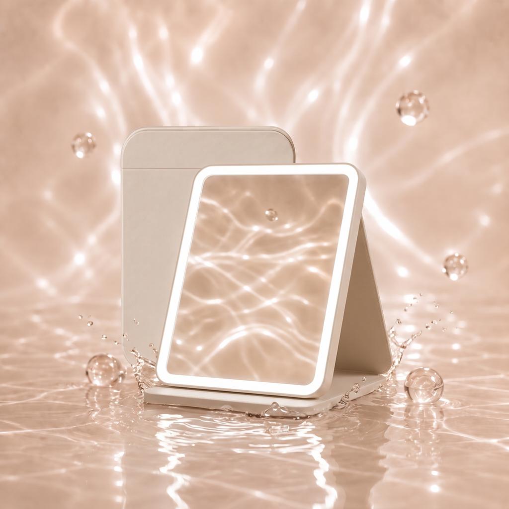 Portable LED Leather Foldable Makeup Mirror